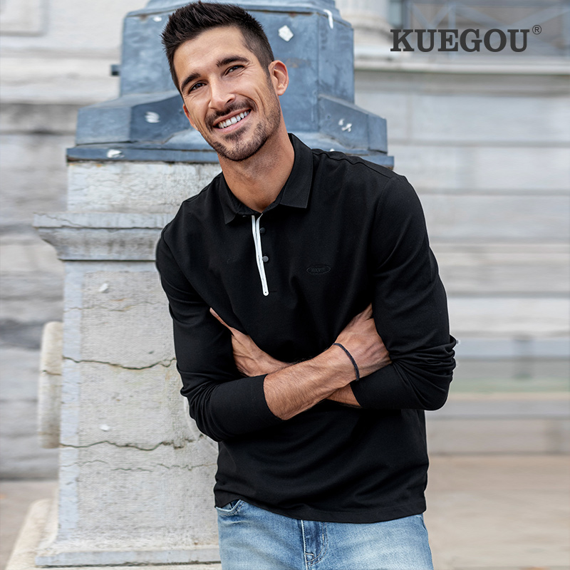 Special offer] Men's long-sleeved polo shirt men's autumn simple different color placket Ralph Lauren polo shirt lapel T-shirt 5950