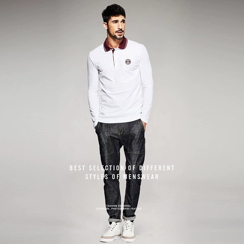 Модный лонгслив, футболка polo, облегающий крой, осенний