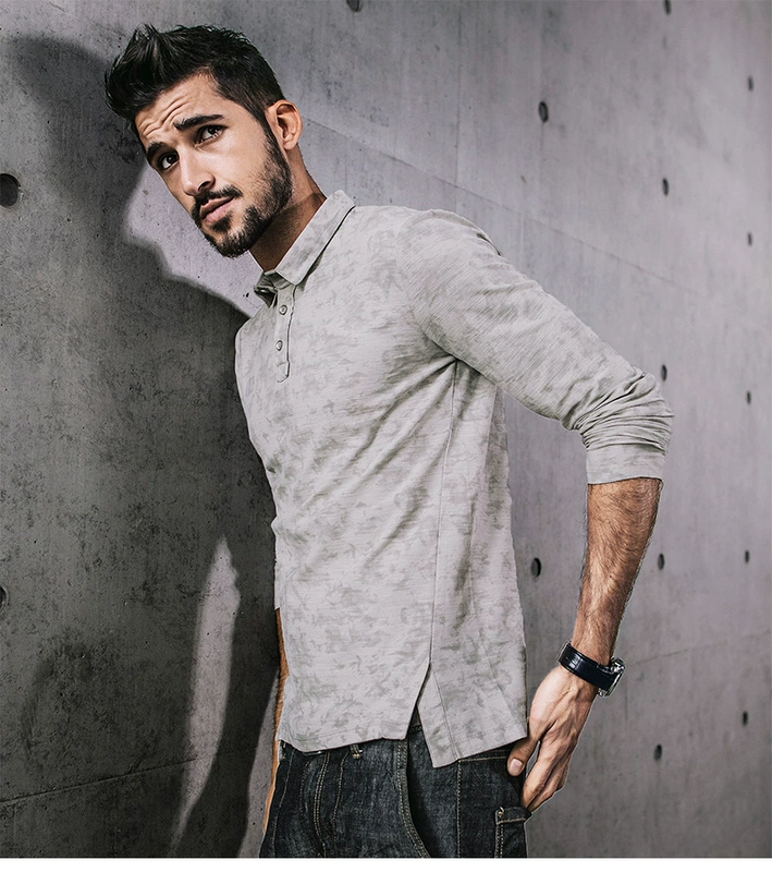 [Giải phóng mặt bằng] Áo sơ mi nam dài tay mùa thu Áo thun nam Lapel Slim Casual Paul Áo thun cotton 9021 áo thun polo nam