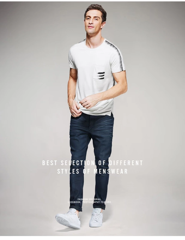 [Giải phóng mặt bằng] Mùa hè 2018 Mới cho nam Kiểu dáng cổ tròn Đầm in ngắn tay áo thun cotton Top 5708 áo thun thể thao nam
