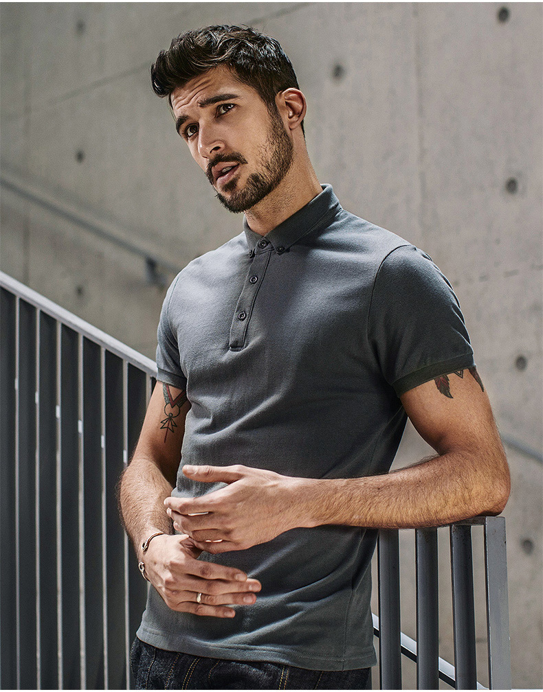 [] Quần áo mát mẻ mua nam polo áo sơ mi nam ngắn tay màu rắn ve áo Paul T-Shirt nam áo sơ mi mỏng 1524 áo polo sói