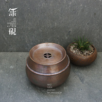 No inkstone pure handmade copper water bottle pure silver s999 tea wash tea slag bucket silver cover water hammer eye pattern