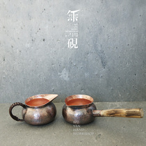 No inkstone pure handmade copper Road Cup side bar male cup pure copper tea divider teapot tea cup hammer eye pattern