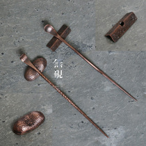  Handmade copper tea needle tadpole tea spoon Peanut tea pillow shelf Pure copper copper handmade beating tea ceremony