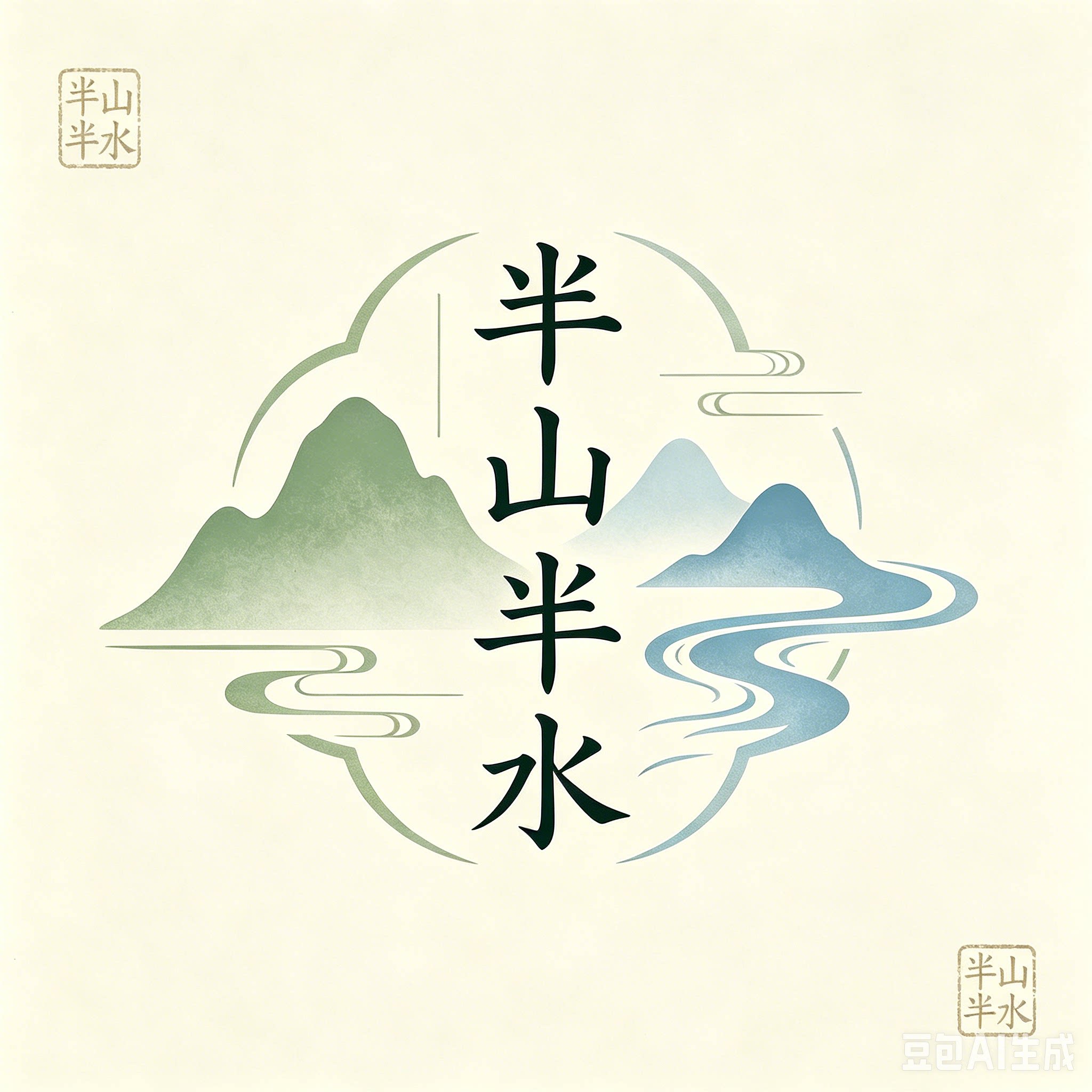 半山半水文房的LOGO