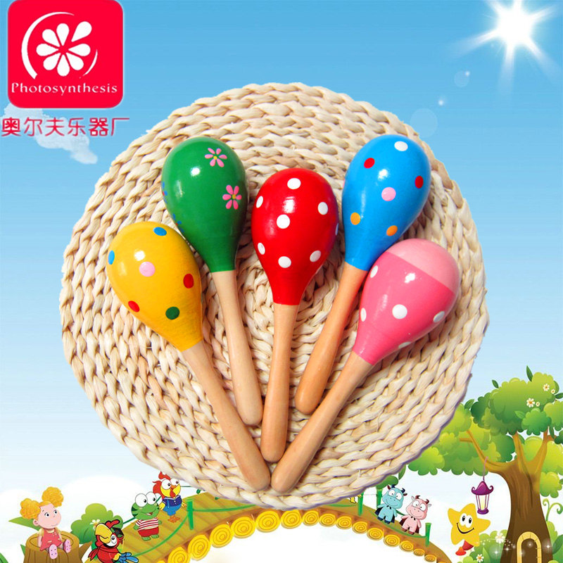 Kindergarten baby wooden sand hammer infant early education music percussion instrument toy sandball children soothing rattle