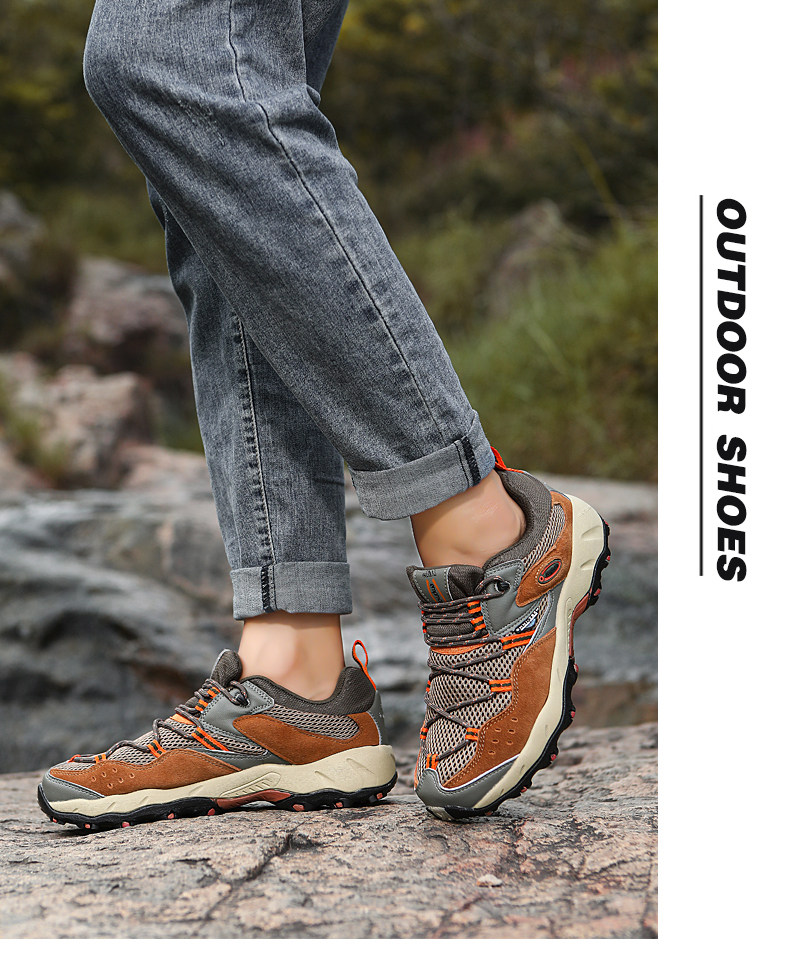 Outdoor men's spring and summer genuine leather waterproof, anti slip, wear-resistant hiking mountain sports shoes 3168 with 20_voghion.com