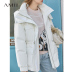 AMII Minimalist Cảng Gió bơm Loose 90 Velvet Xuống Jacket 2020 Winter New Hood edire cao cổ giữa chiều dài áo khoác 