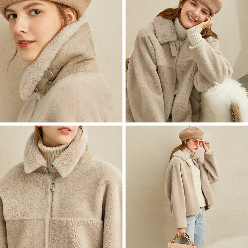 AMII Minimalist 100áo cashmere hạt len ​​lông 2019 mùa đông phụ nữ mới ngắn cashmere áo khoác