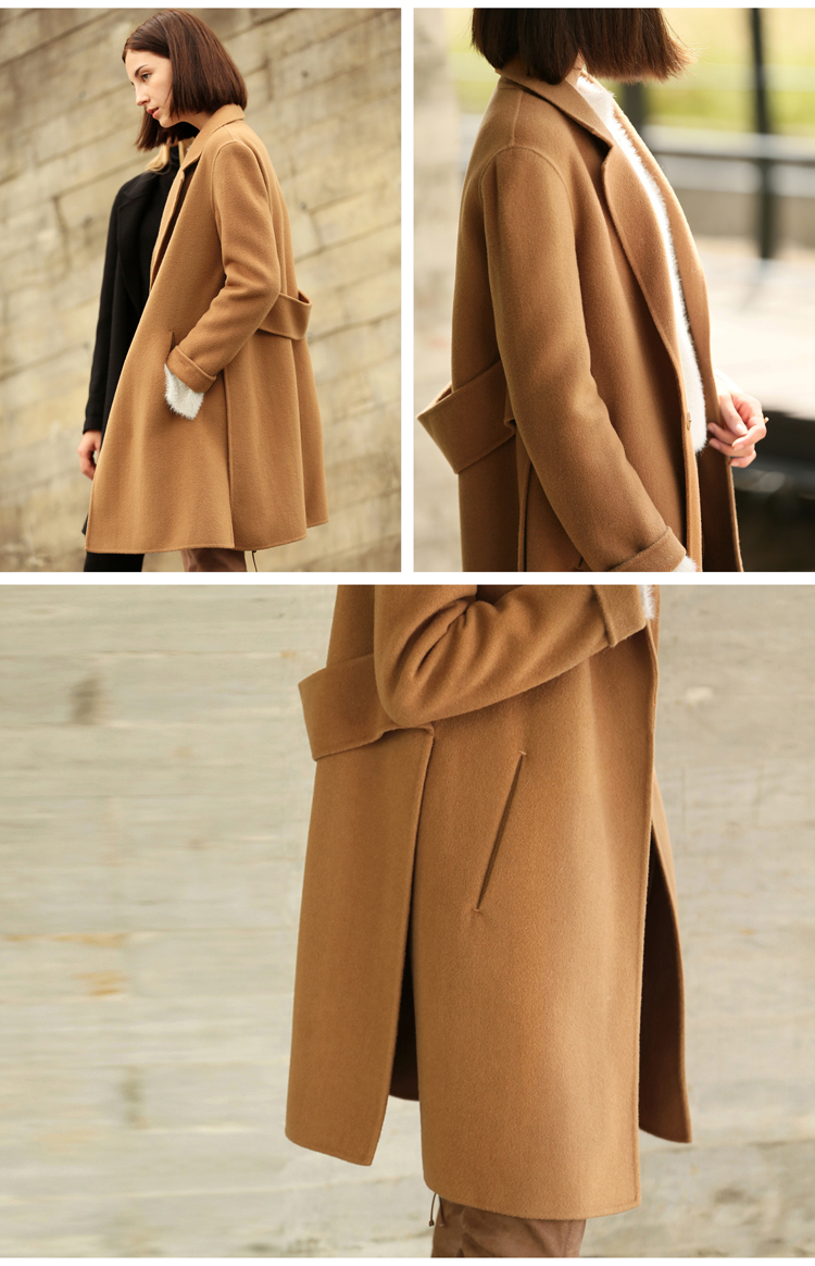 Amii Minimal chic100% full len lông hai mặt nữ 2018 thu đông mới áo khoác mỏng mới áo dạ nữ dáng dài hàn quốc