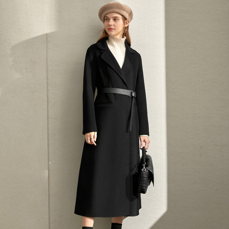 AMII Minimalist thời trang Vintage Anh Gió len Double-Sided 2020 Winter New Loose dài Coat Coat nữ