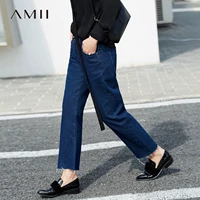 Amii Womens 2019 Mùa hè Mới Màu sáng Sang trọng Quần jean lửng Quần nữ cắt cúp Quần nữ thẳng - Quần jean thời trang nữ 2021