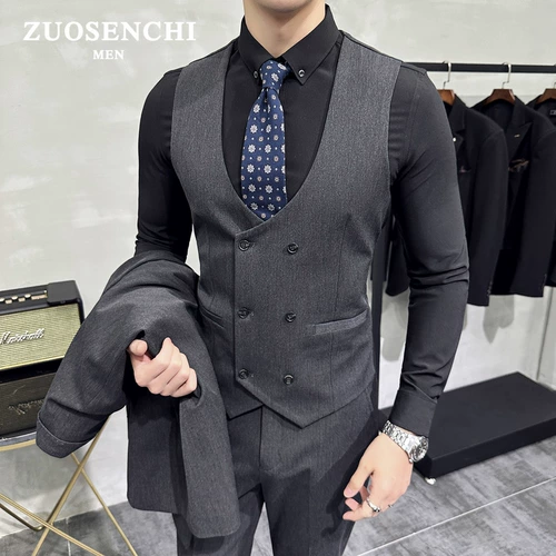 Костюм, жилет, цветной комплект для работы, облегающий крой