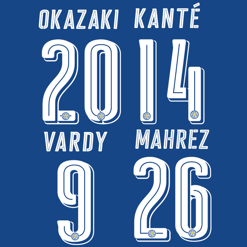 Premier League Champions Leicester City Print Star Vardy Mahrez Shinji Okazaki Jersey 201516