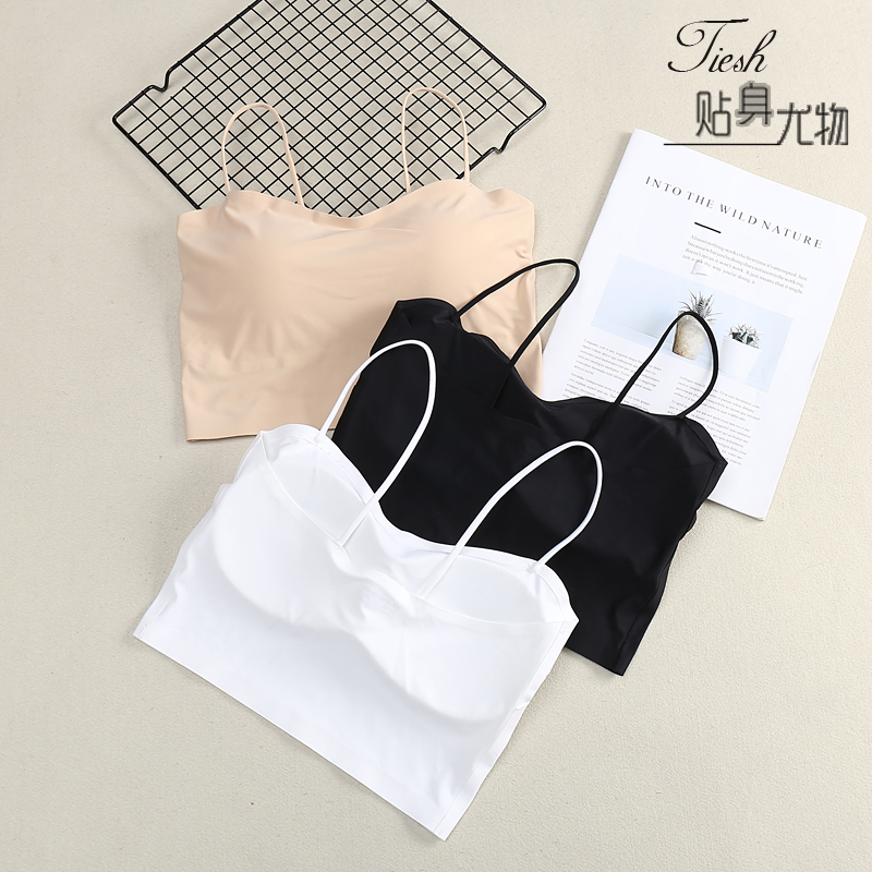Ice silk camisole with women's summer thin section anti-glare tube top underwear beautiful back wrap chest outer top short section