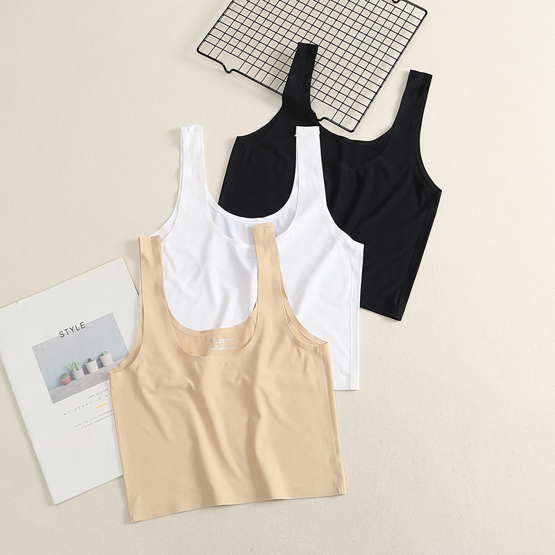 Summer ice silk small camisole Women wear outside the anti-light bandeau girl underwear wrapped chest bottom shirt short section
