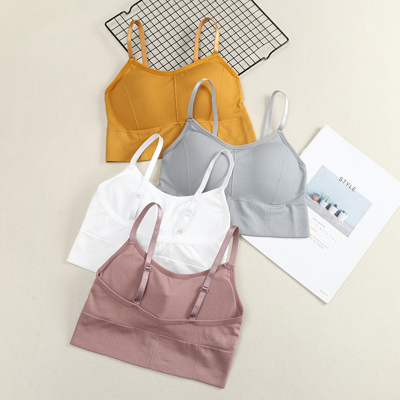 White camisole women's summer with breast pad bandeau sexy back one-piece bra underwear base wrap breast