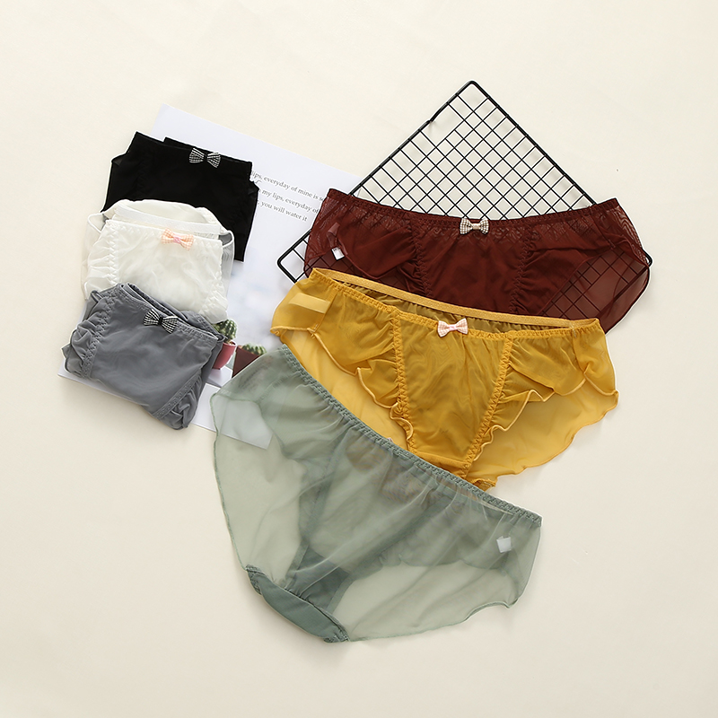 Buy 3 get 1 free Sexy comfortable panties Women sweet lace mesh low waist cotton crotch breathable Japanese girl briefs