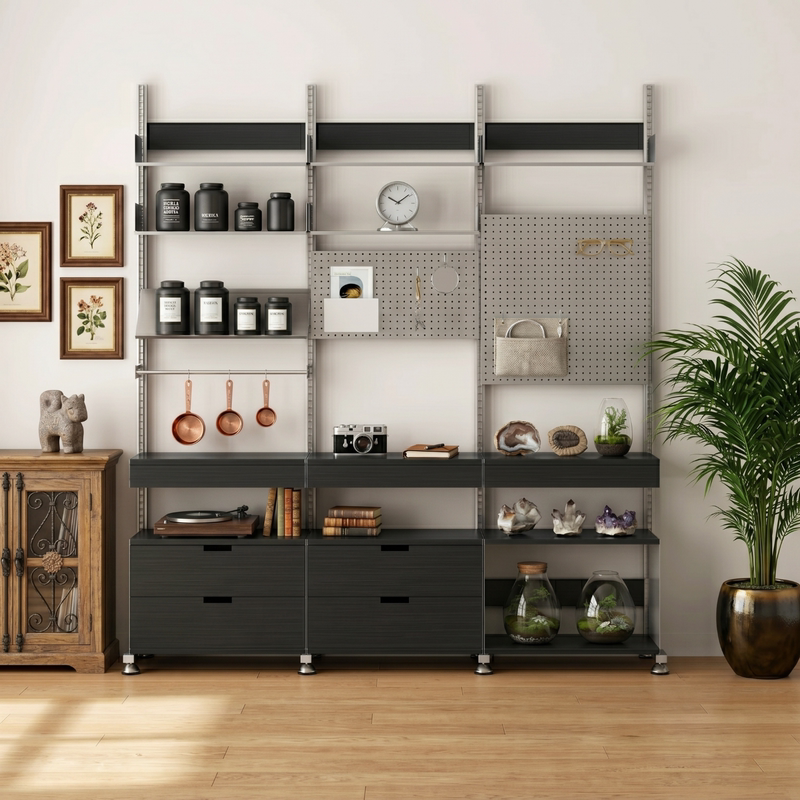 Vitsoe Punch-Free Floor-Standing Living Room Display Rack Stainless Steel Storage Rack Entryway Partition Multi-Functional Bookshelf Storage