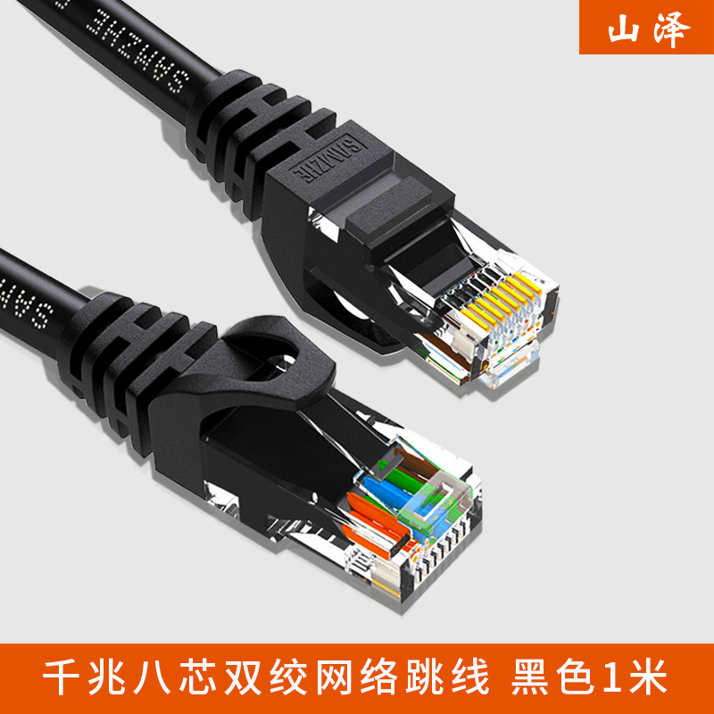 Mountain Zee (SAMZHE) CAH-6010 Six Class CAT6 1000000000000000 8 Core Double Twisted Internet Jumper Black 1 m