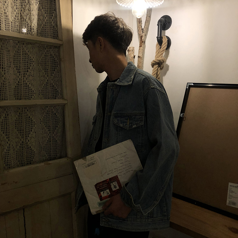 Xiao Ming bene spring phiên bản mới của Hàn Quốc của áo khoác denim đơn giản gió giản dị áo khoác nam - Cao bồi quần baggy nam