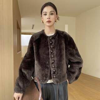 Merino Fur Integrated Coat for Women, Young and Fashionable, Loose Short Lamb Fur Coat, New for Winter 2025