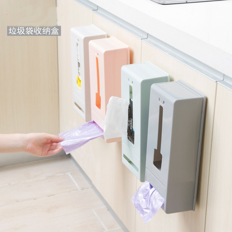 A2521 Plastic Storage Box Wall Hanging Extraction Garbage Bag Box Kitchen Sundries Organizer Box Plastic Bag Storage Box