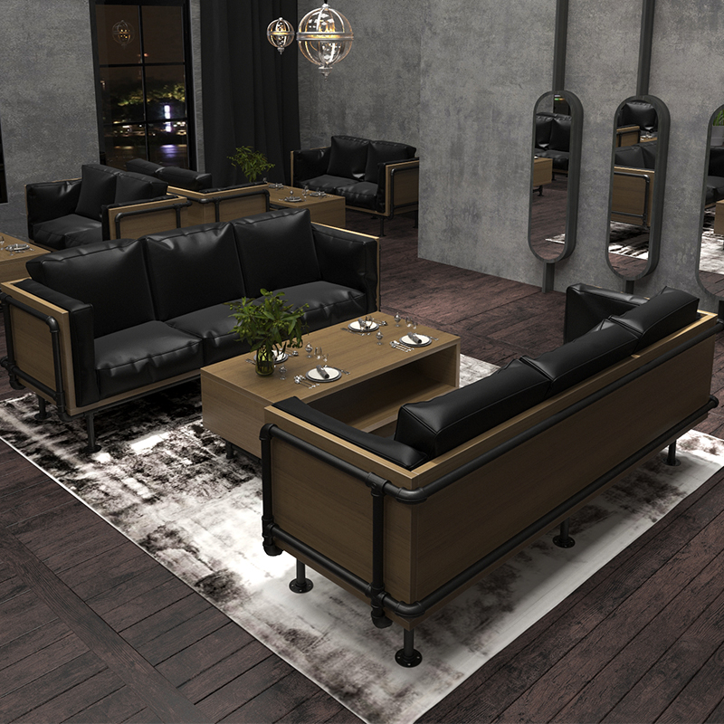 Industrial Wind Bar Table & Chairs Dairies Milk Tea Shop Café Creative Retro Iron Art Deck Dining Room Ktv Sofa Combination