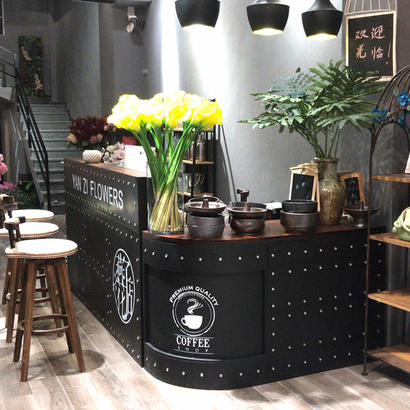 Retro Milk Tea Shop Bar Desk Collection Silver Counter Creative Catering Bar Bar Counter Industrial Wind Clothing Shop Front Desk Counter