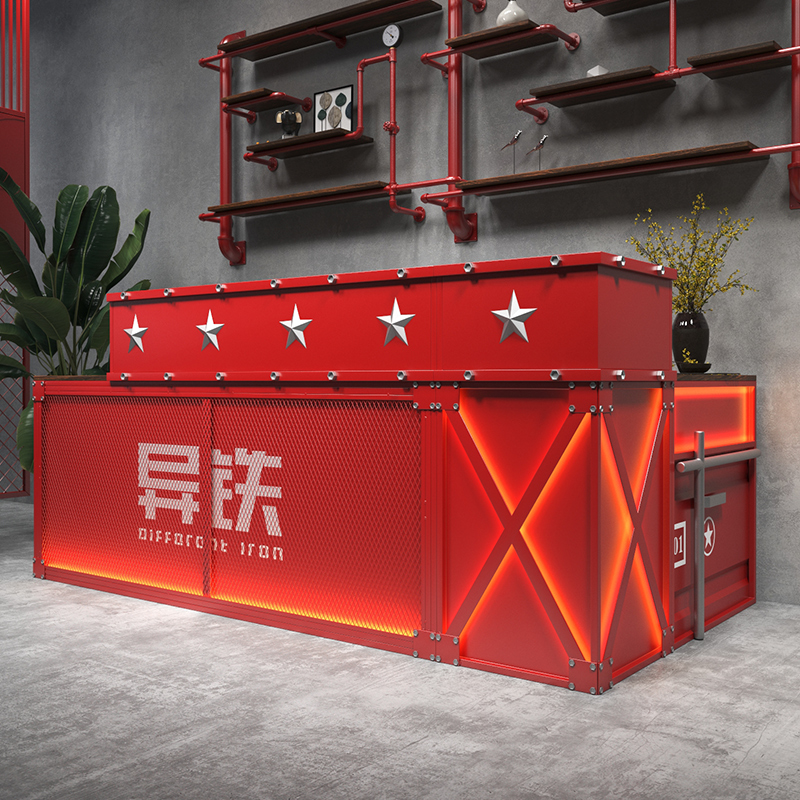 Retro Bars Bar Table Café Table Cafe Front Desk Reception Desk Net Bar Clear Bar Milk Tea Shop Industrial Wind Collection Silver Counter Customised