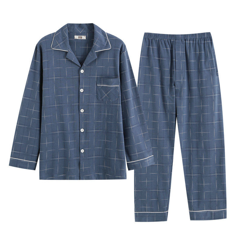 Fall and winter thickening cotton long sleeved men's pajamas in old man's pajamas all cotton men's pajamas