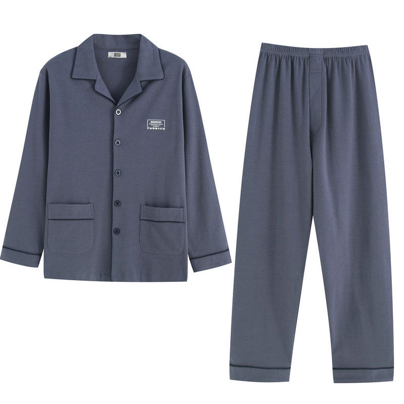 2021 autumn winter thickened pure cotton long sleeve male pyjamas in older male pyjamas spring and autumn cardio-hoodie dads pajamas pyjamas