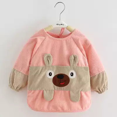 Baby eating jacket Baby bib Autumn and winter thickened outer wear Children's waterproof and anti-dirty girls ' protective clothing Velvet collar