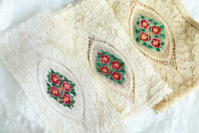 19-02 American Antique Embroidered Rose Lace Cloth Sheet * 1 Photograph Matching Recommendation