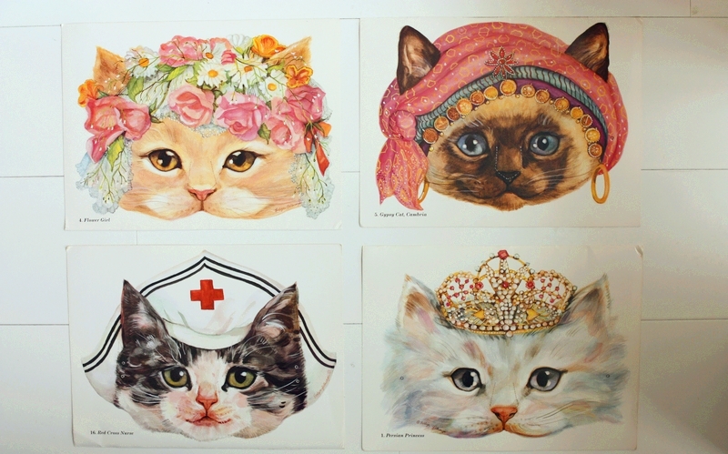 19-11 ancient early imported retro kitty party paper mask whole group for sale FP15