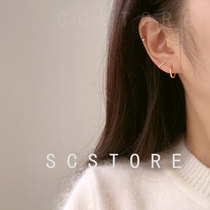 South Korea imported 14K10K gold stud earrings shiny and simple 14K gold plain ring ear bone ring small ear ring ear buckle single