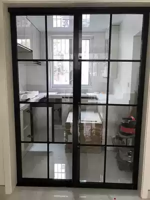 Shunxiang Anju sliding door Single-layer kitchen balcony lattice door Frosted glass makeup room partition sliding door sliding door