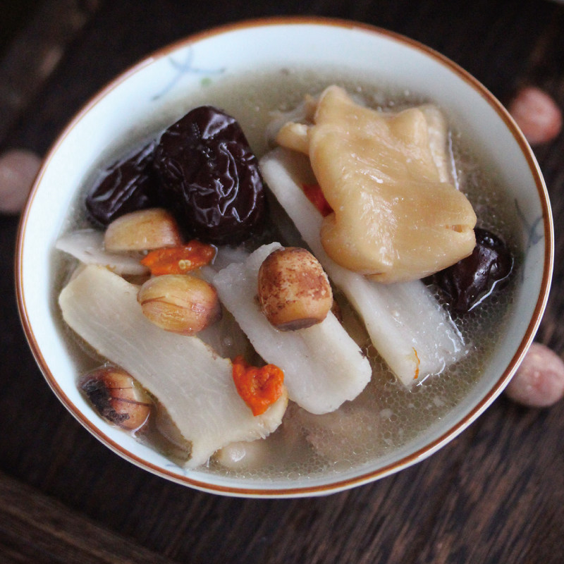 Flower Glue Jade Bamboo Red Lotus Soup Farewell Yellow Face Lady Lady Liyen Pregnant Woman Lunar Sub ingredients Nutritious Food-nourishing Soup Ladle