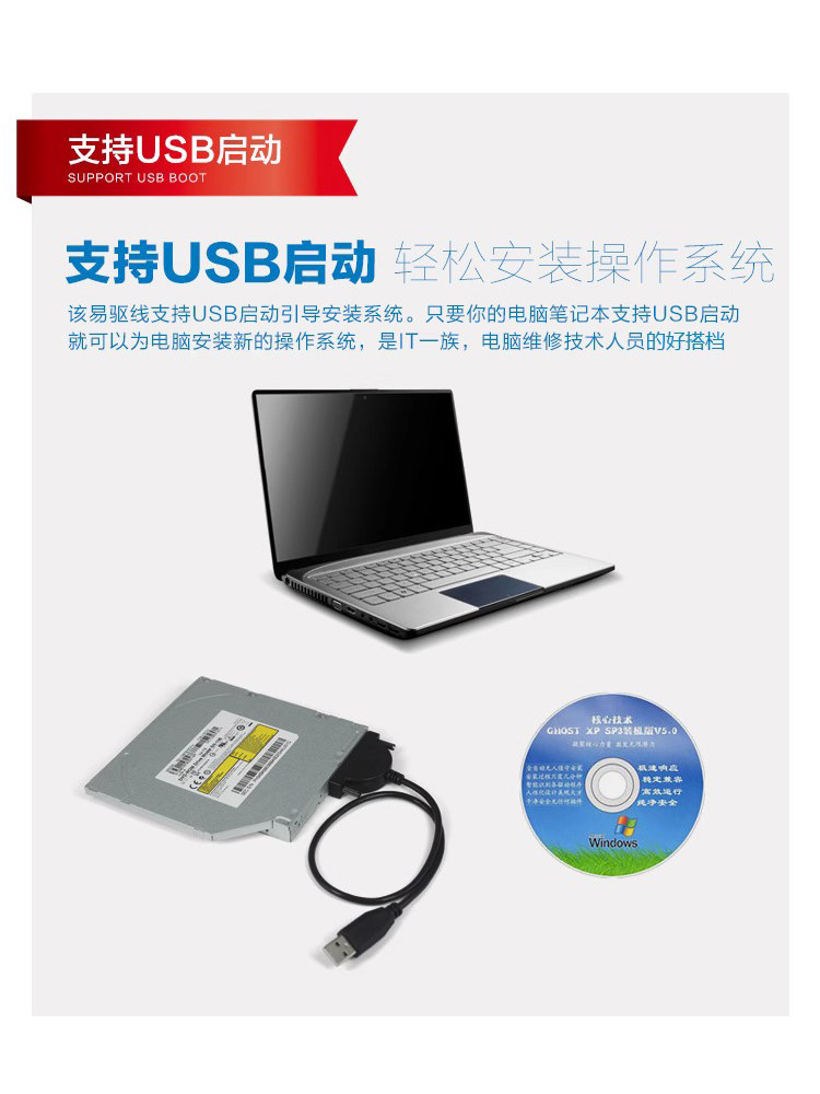 Laptop Optical Drive to USB Minisata to USB Read-Write Adapter Cable to External Mobile Optical Drive Data Cable