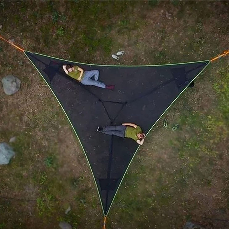 Triangular Hammock Adults children Anti-side turning outdoor camping Camping Barbecue Group built in air hanging tent mesh