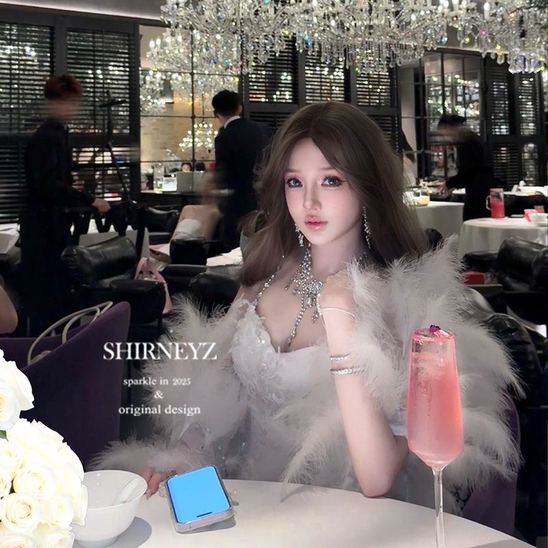 Xueni's Original <Em>Angel Wings</Em> Goddess-Style Tassel White Shawl to Wear with a Dress as an Accessory
