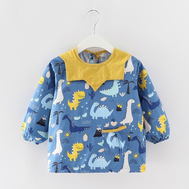 Children's smock, female baby waterproof eating clothes, spring and autumn pure cotton thin reverse dressing baby bib, boy's apron thin