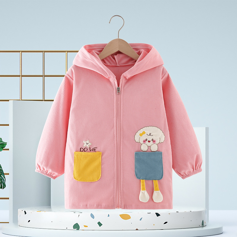 Corduroy baby eating bib girl long-sleeved children's smock kindergarten meal bib boy painting clothes apron