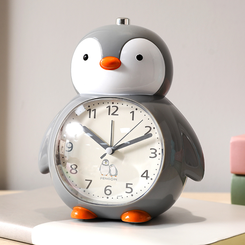 2020 new penguin boy cartoon small alarm clock talking children's bedroom primary school students use slackers to get up artifact