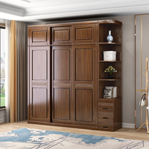 Hupeach Wood Wardrobe Minimalist Modern Home Bedroom Assembly Large Closet Locker sliding door