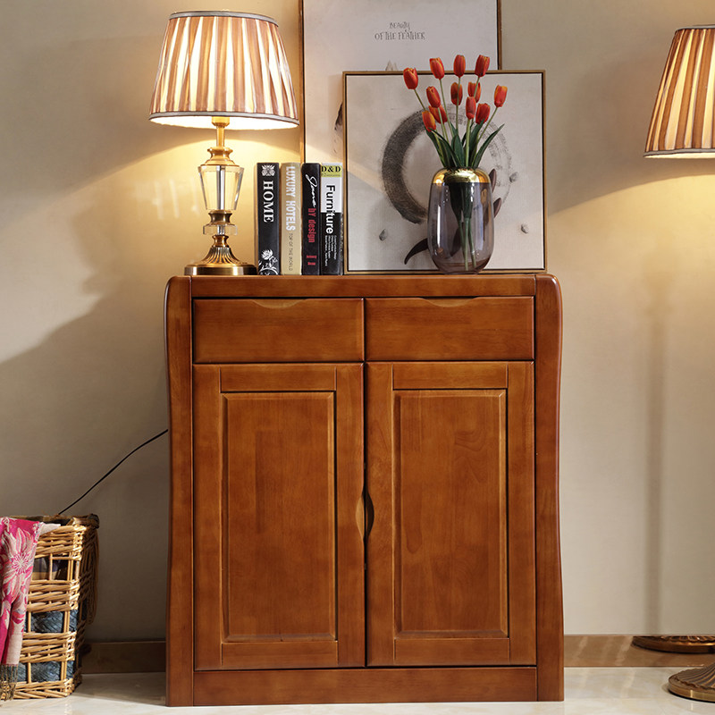 Door solid wood shoe cabinet modern Chinese porch home shoe cabinet large capacity tipping shoe cabinet simple home storage cabinet