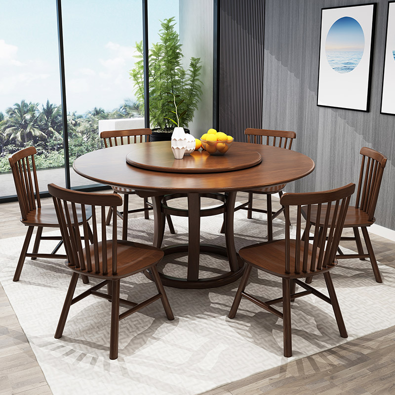 Nordic round table full solid wood large round table home 12 people 15 people f20 people table dinner big table-Taobao