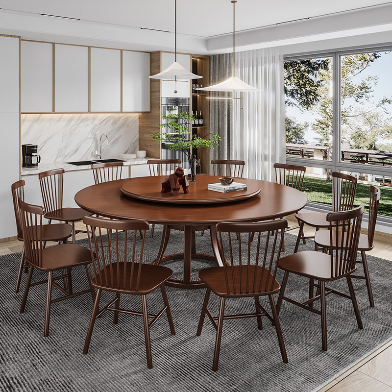 Table of all solid wood log 12 people 15 people 20 people table dinner table large round table for home use