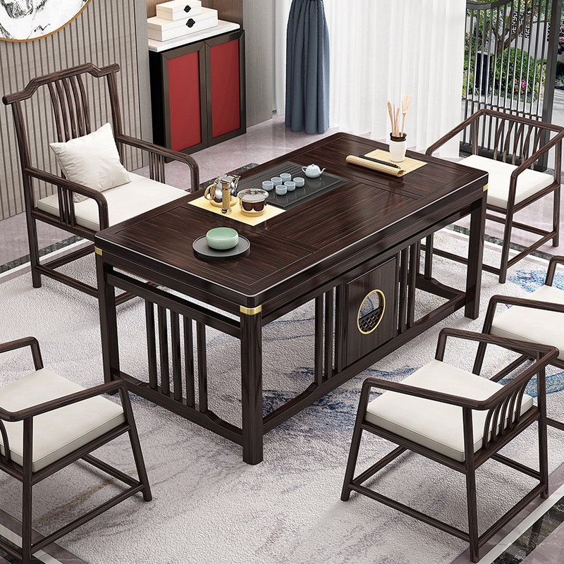 Morning House New Chinese tea table and chairs Combined solid wood office Tea Table Zen tea table Tea table Tea table Tea table-Chinese tea table-Taobao