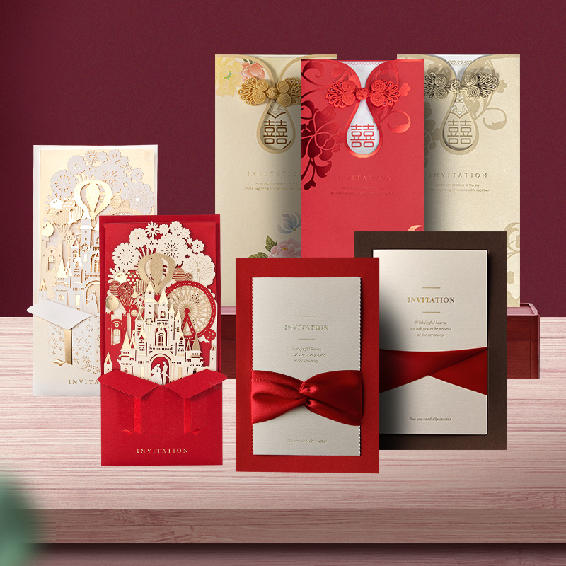 Weisimei wedding invitation wedding invitation invitation wedding creative hollow bronzing custom printing Chinese style wedding sticker 2021